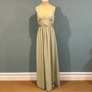 Lulu's WAYF Fleur Sage Mint Green Sleeveless Maxi Prom Bridesmaid Dress sz Small